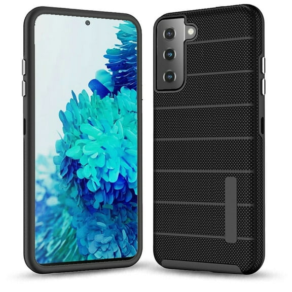 Xpm Case for Samsung Galaxy S21 (6.2") Hybrid Tuff Armor Stripes Rugged Texture Rubber Dual Layers TPU PC Drop Protection Cover for Galaxy S21 - Black