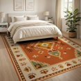 thumbnail image 3 of ODIKA 8'x10' Washable Area Rug Orange Rust Geometric Medallion Intricate Motif with Floral Accents for Living Room, Under Sectional, Family , Durable, Non-Slip, 3 of 7
