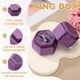 thumbnail image 3 of Caja para Anillos de Terciopelo, Soporte de Exhibición de Anillos de Boda Hexagonal de 2 Ranuras, Estuche de Regalo para Anillos de Joyería para Ceremonia de Boda Propuesta Compromiso, Púrpura Oscuro, 3 of 7