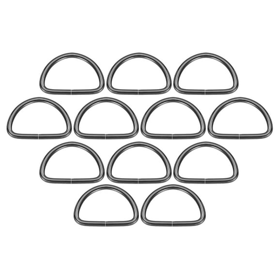 Uxcell 30 Pcs Metal D Rings 1-1/2" ID 0.15 inch Thickness Opening Zinc Alloy for Keyrings Bags Straps Belts Gun Black