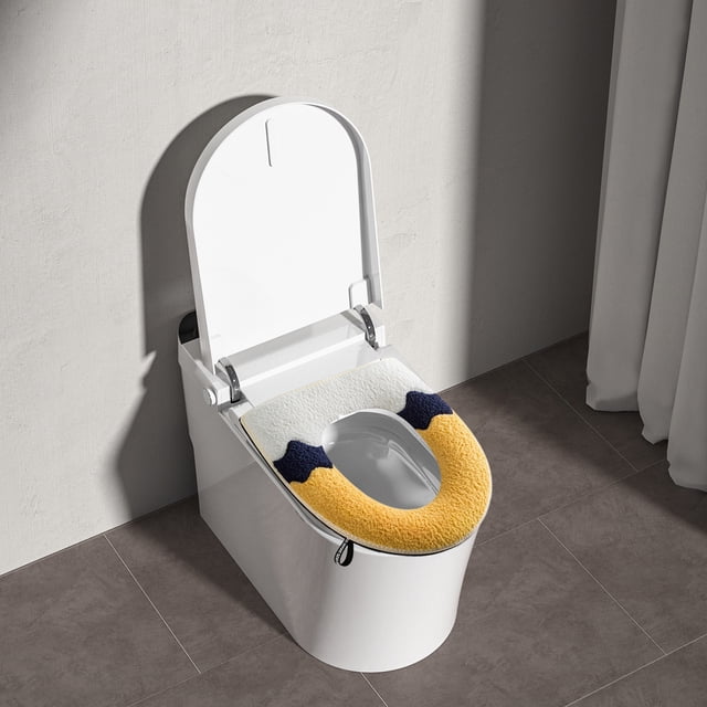 Embroidery Toilet Seat Cover | Cushioned Toilet Lid Mat | Soft Washable Toilet Pad for Home Bathroom | Decorative Toilet Seat Protector | Easy Clean Toilet Cover