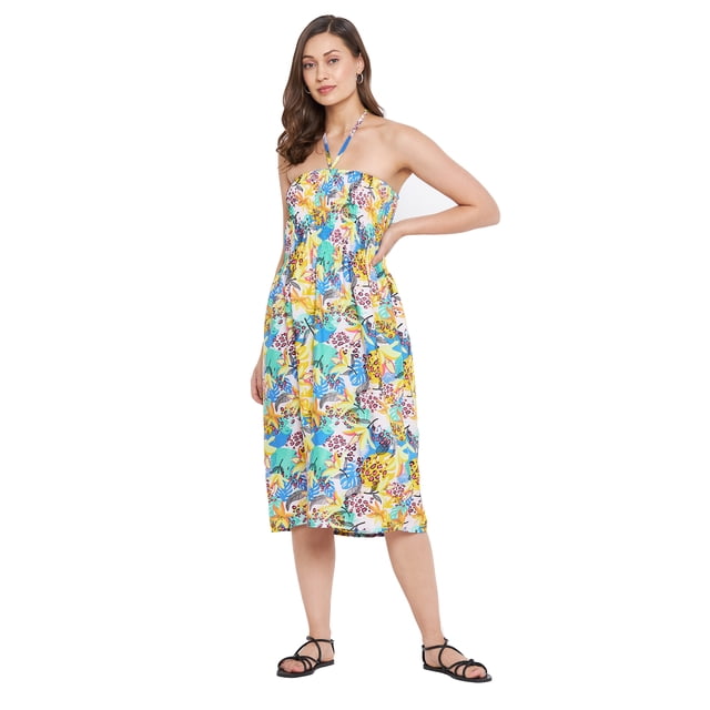 Oussum Robe Tube Courte pour Femmes Sans Manches, Robes d'Été, Multicolore