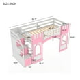 thumbnail image 5 of Low Loft Bed with Stairs, Twin Size Loft Beds with Castle Guardrail and Window, Wooden  Space Saving Loft Bed with Storage, No Box Spring Needed (Pink), 5 of 8