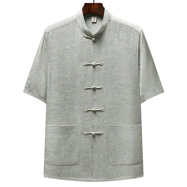 pstuiky camisetas de manga corta para hombre, Camisa informal de manga corta, cuello alto, lisa y cómoda para hombre camisetas de hombre xl