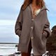 thumbnail image 1 of Cárdigan de moda para mujer, de invierno, liso, informal, con botones, tejido de masa hueca y giros, 1 of 8