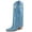 Blue, variant on Women's Studded Foldover Western Cowboy Boots | Square Toe Chunky Heel Knee High Boots for Concert Festival Night Out