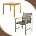 thumbnail image 3 of Gymax 5 PCS Patio Dining Set Acacia Wood Table w/ 1.9'' Umbrella Hole Wicker Armchairs, 3 of 10