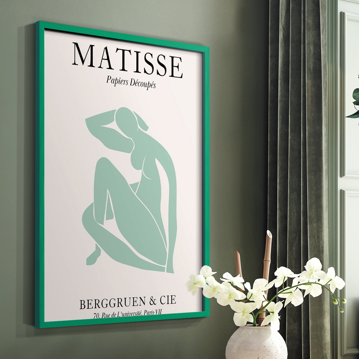 Matisse DII Framed Print in Green Solid Wood Framed Print No Nail Hanging