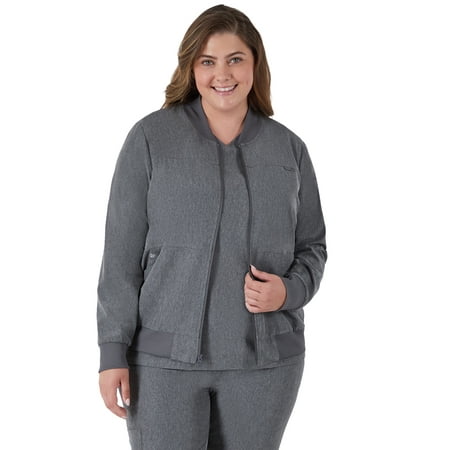 Hanes Womens Scrubs Bomber Scrub Jacket, Comfort Fit, Snap & Zip Pockets, Sizes XS-3XL