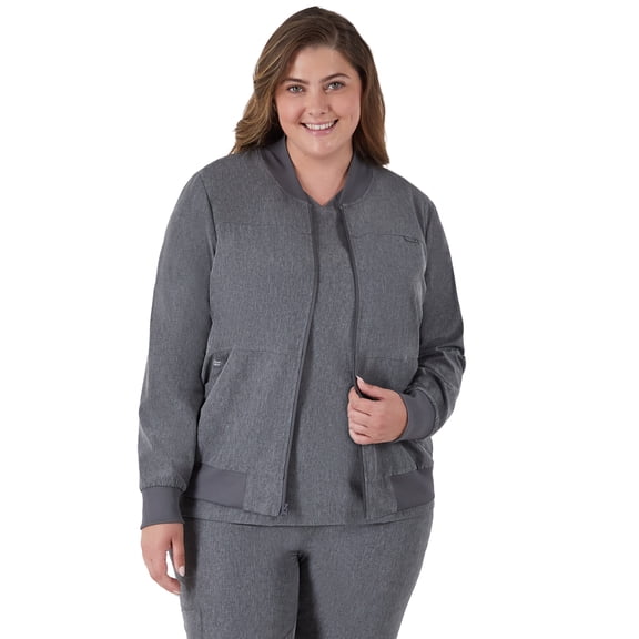 Hanes Womens Scrubs Bomber Scrub Jacket, Comfort Fit, Snap & Zip Pockets, Sizes XS-3XL