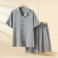 thumbnail image 2 of Bovxnpu Men Pajamas Sets Button-Down Sleepwear Summer Lapel With Pocket Short Sleeve Shorts 2-Piece Sleepwear, 2 of 5