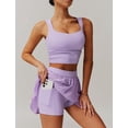 thumbnail image 3 of PISONIC Women 2 Piece Tennis Dress Square Neck Tank Top with High Waisted Pleated Workout Skorts Skirt Set Yoga Golf Outfits, 3 of 6