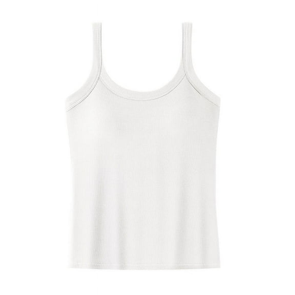 Womens Tank Top Wide Strap Undershirt Workout Yoga Shirt Cotton Camisole with Shelf Bra