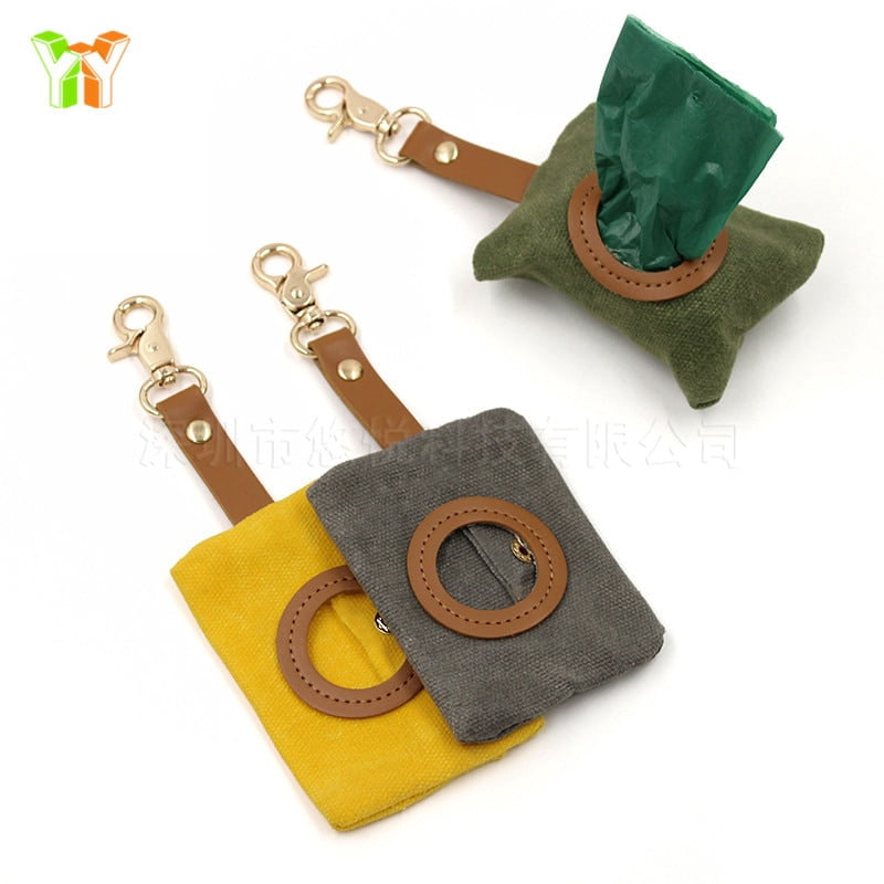 Pet Dog Poop Bag Holder Leash canvas Adjustable Mini Travel Garbage Bag