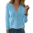 thumbnail image 2 of idosla Cardigan Sweaters for Women Casual Long Sleeve Open Front Button Down Knit Outwear Soft Comfy Fashion Clothes (Sky Blue, XXL), 2 of 4
