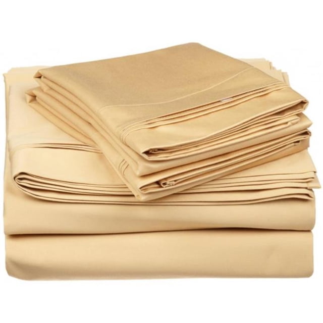 Egyptian Cotton 650 Thread Count Solid Sheet Set California King-Gold
