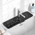 thumbnail image 1 of czcpp-TOOVEM Silicone Faucet Splash Guard, 17.7 x 5.5 Inch Kitchen Sink Splash Guard Behind The Faucet, Faucet Handle Drip Catcher Tray Dish Soap Sponge Holder for Kitchen, Bathroom,Bar, Black, 1 of 4