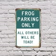 thumbnail image 4 of Frog Parking Only All Others Toad 13 Inch x 20 Inch Novelty Plastic Sign Durable Weatherproof UV Protected Perfect for Gardens Patios Fun Gag Gift for Frog Lovers Crafted in the USA, 4 of 5