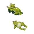 thumbnail image 4 of 2 piezas Figuras de ranas para esculturas de resina de flores adornados de jardín de hadas coleccionables para decoración de la oficina en casa, 4 of 8