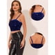 thumbnail image 2 of Camisola de terciopelo con lentejuelas brillantes Allegra K Azul marino S, 2 of 4