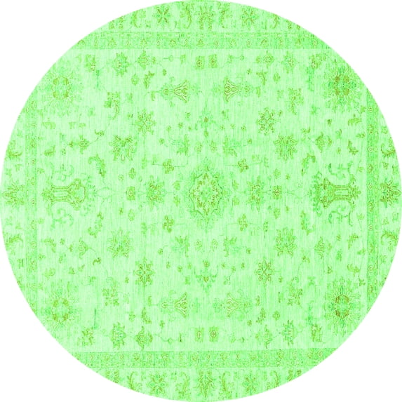 Ahgly Company Indoor Round Oriental Green Traditional Area Rugs, 6' Round