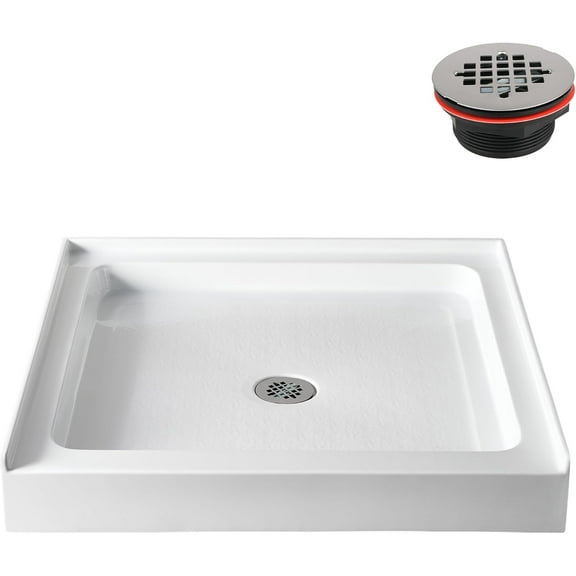 Streamline GB-628-516 36 in. x 36 in. Alcove Acrylic Shower Base in Glossy White With Center Drain, Drain Included