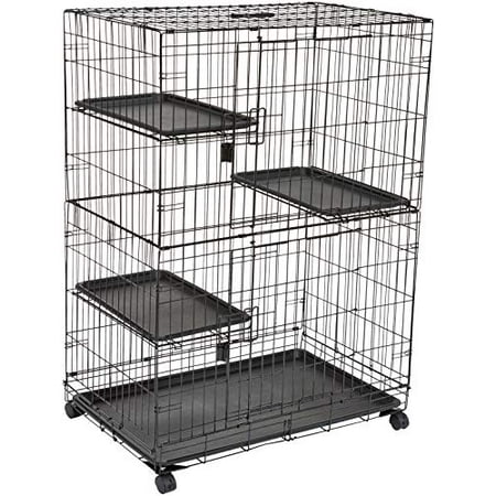 Large 3-Tier Cat Cage Playpen Box Crate Kennel - 36 x 22 x 51 Inches, Black