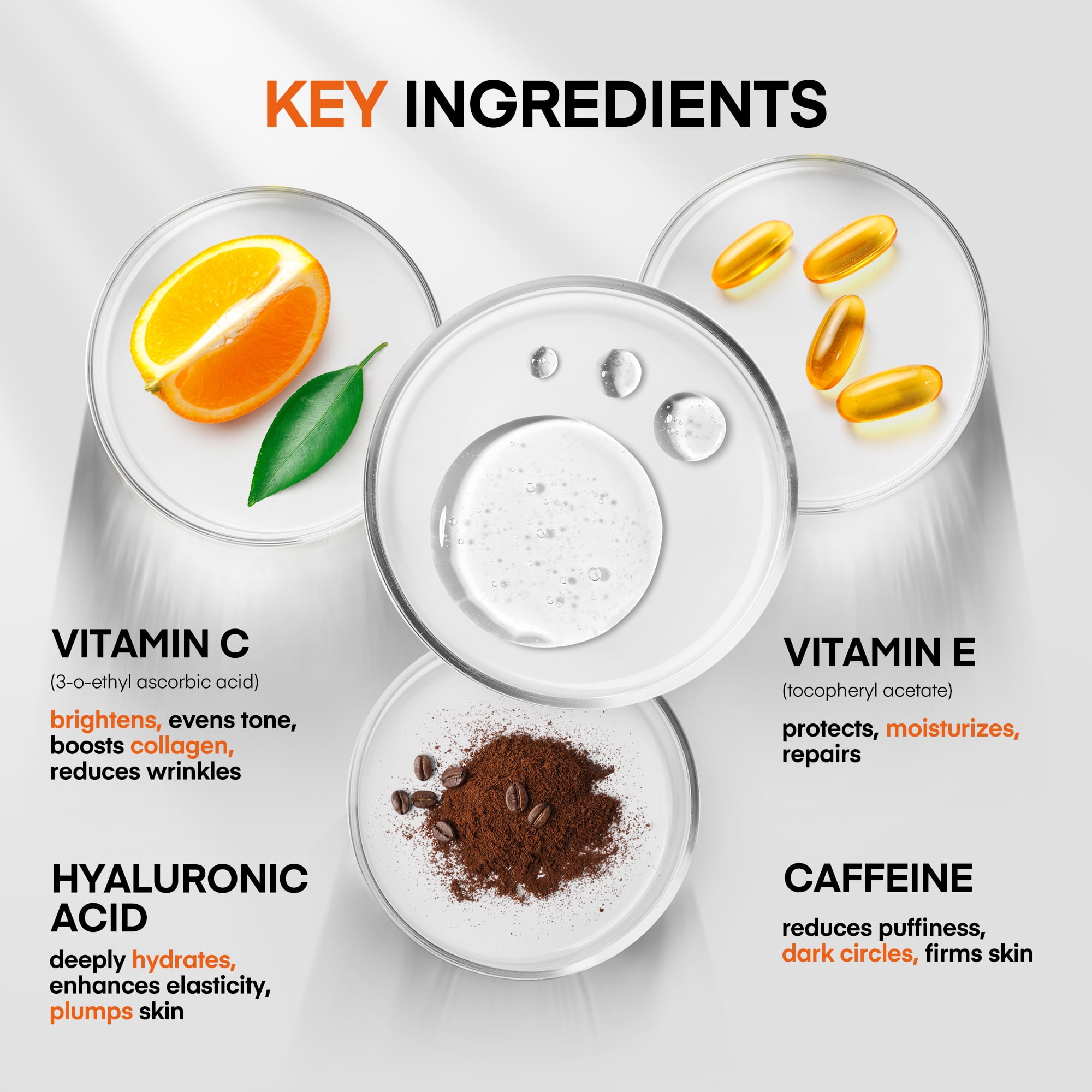 Super Vitamin C Serum for Women Over 70: Niacinamide, Vitamin C, Hyaluronic Acid, Peptides, Vitamin E, Caffeine, Bakuchiol, Hydrating, Lifting, Face Wrinkle & Age Spots Reduction