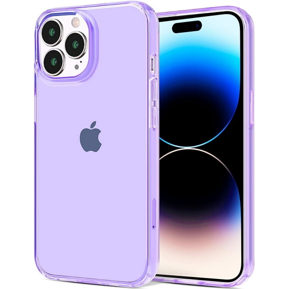 Compatible with iPhone 14 Pro Case, Clear Soft Shockproof Protective Slim Thin Bumper Cover Phone Case for iPhone 14 Pro - 6.1 inch, Translucent Purple