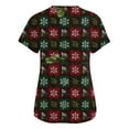 thumbnail image 4 of Dwellite Christmas Scrub Tops Women Xmas Tree Print V Neck Short Sleeve Plus Size Scrubs Medical Uniform Shirts with Pockets Wine 2XL, 4 of 5