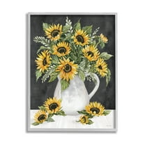 Stupell Industries Country Sunflowers Vase Blossom Petals Graphic Art Gray Framed Art Print Wall Art, Design by Cindy Jacobs