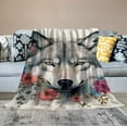 thumbnail image 2 of Wolf with Flowers Blanket Super Soft Plush Wolf Blanket for Bed Sofa Throw Blanket for Women Men, 2 of 6