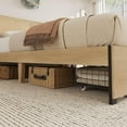 thumbnail image 3 of Platform Bed with Rattan Headboard, LED Lights & Storage Baskets, 3 of 7