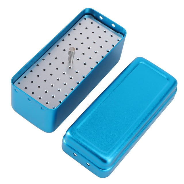 EeaseMX Estuche esterilizador de autoclave de aluminio de 72 orificios, caja de desinfección dental para herramientas de cuidado bucal (azul)