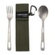 thumbnail image 2 of Vajilla De Titanio Para Acampar, Duradera, Ultraligera Para Mochileros, Vajilla, Tenedor, Cuchara, Bolsa Verde Sunnimix cuchara de mango largo, 2 of 8