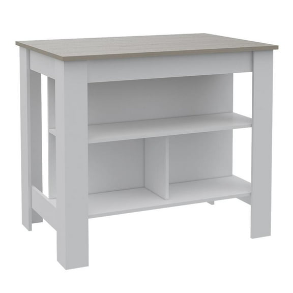 Delos Antibacterial Modern Kitchen Island - White / Light Grey
