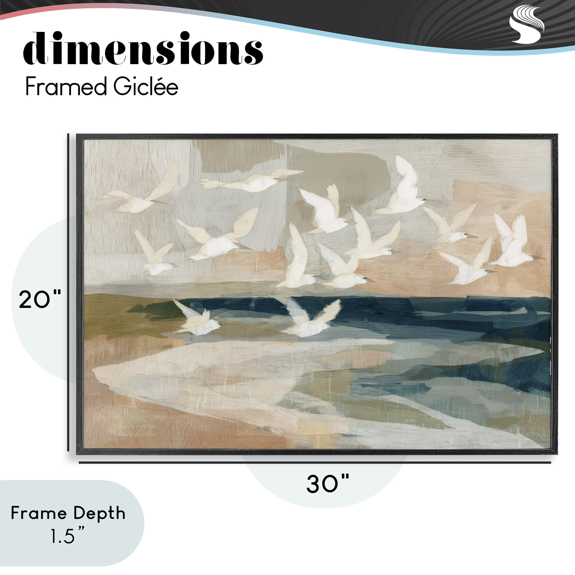 Stupell Industries Birds in Flight Over Water Black Framed Giclee Art, design by Chromatic Storm Studio