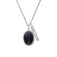 thumbnail image 2 of Delight Jewelry Silvertone Oval - Imitation Cat's Eye - Black - Silvertone Live the Life You Have Imagined Bar Charm Necklace, 23", 2 of 4