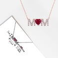 thumbnail image 3 of Everly Women's "Mom" 1 CT TGW Created Ruby and Diamond Rose Gold Flash Plated Sterling Silver Necklace, 3 of 9