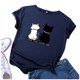 thumbnail image 3 of Pntutb Mujer Verano Lindo Gatos Impreso Camiseta Divertida Casual Manga Corta Top Blusa Pntutb Pntutb-5444, 3 of 4