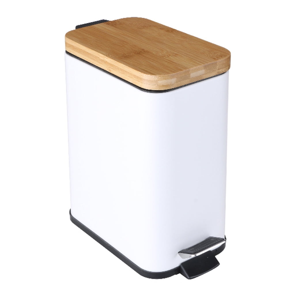 HeroNeo Step Trash Can Garbage Rubbish Bin with Bamboo Lid Waste