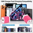 thumbnail image 3 of 2 Pack Type C Charger Fast Charging QC 3.0 18W with 2Pcs 10FT USB-C to C Braided Type C Charging Cables, USB C Wall Charger Compatible with iPhone 17/16/15 Pro Max iPad Pro Galaxy S26 Android, Pink, 3 of 7