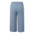 thumbnail image 5 of JSheng Women Fashion Cotton Capris Casual Solid Color Summer Drawstring With Pockets Pants For Women Light Blue L, 5 of 5