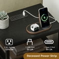 thumbnail image 5 of EDX Wall-mounted bedside table, featuring a built-in socket with USB/Type-C interface and adjustable drawers (two). Suitable for bedroom. Black+Genuine antique wood color, 5 of 8