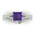thumbnail image 2 of Clara Pucci 14K White Gold 3.4 Natural Amethyst Engraveable Engagement Ring + Wedding Band Set, 2 of 7