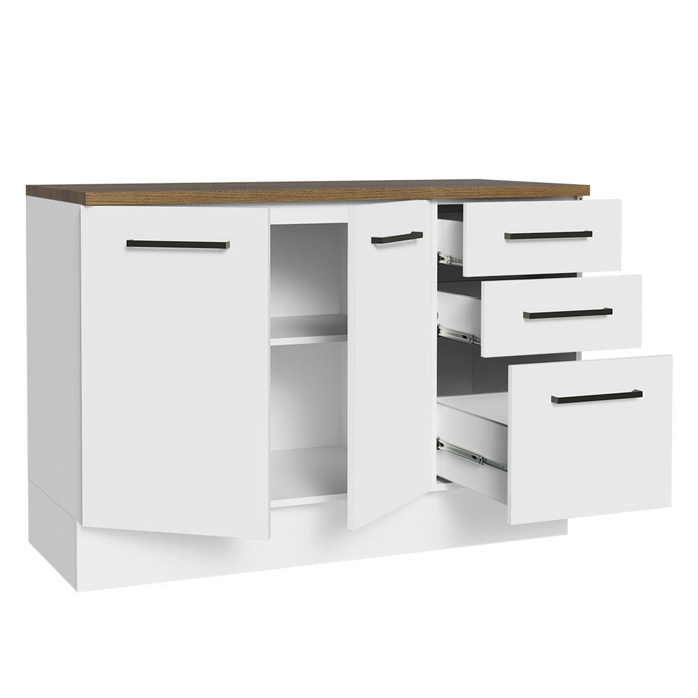 Madesa Garage and Utility Room Base Storage Cabinet with 2 Doors and 3 Drawers Storage Shelves 47 Inch Wooden Organization Unit - White