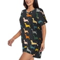 thumbnail image 2 of Naloa Plaid Dachshund Women's Short-Sleeved Pajama Set, Loungewear, Summer pajamas, Breathable Cozy - XX-Large, 2 of 9