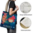 thumbnail image 3 of Ponyo en el Acantilado Bolso de tela con estampado de lienzo para mujer, bolsa de compras reutilizable y estética, con cremallera interior, regalo para mujer,40*45cm., 3 of 6