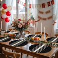 thumbnail image 5 of Black Beige Striped Round 13 Inch Placemats Set of 2, Modern Farmhouse Retro Lines HeatResistant Non Slip Place Mats for Dining Table, Wipeable Braided Kitchen Table Mats for Housewarming, 5 of 9