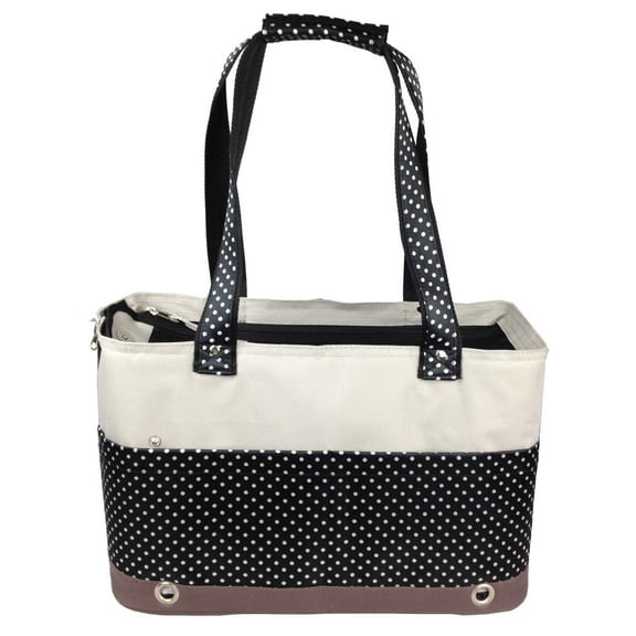 Pet Life ® 'Tote n' Boater' Trendy Spotted Designer Fashion Travel Pet Dog Carrier